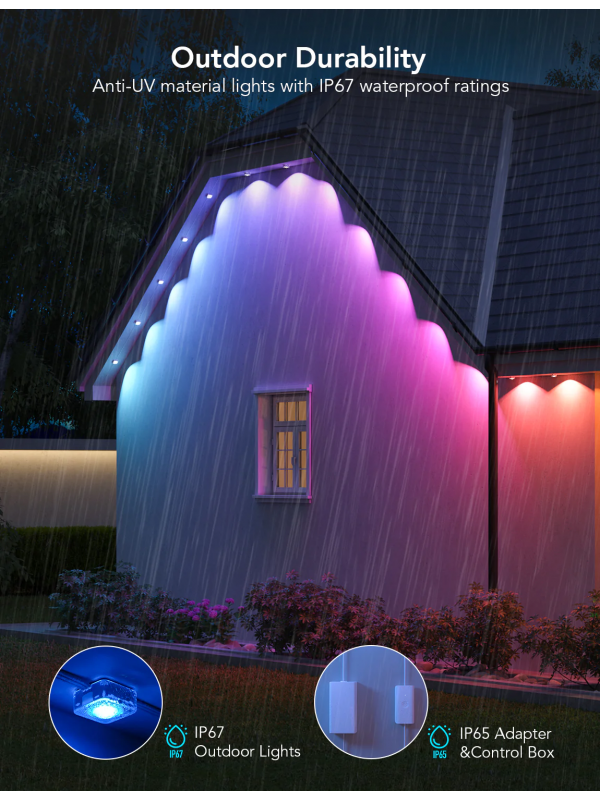JOHNLIGHT Lumini smart led exterior permanente RGBIC - 15M