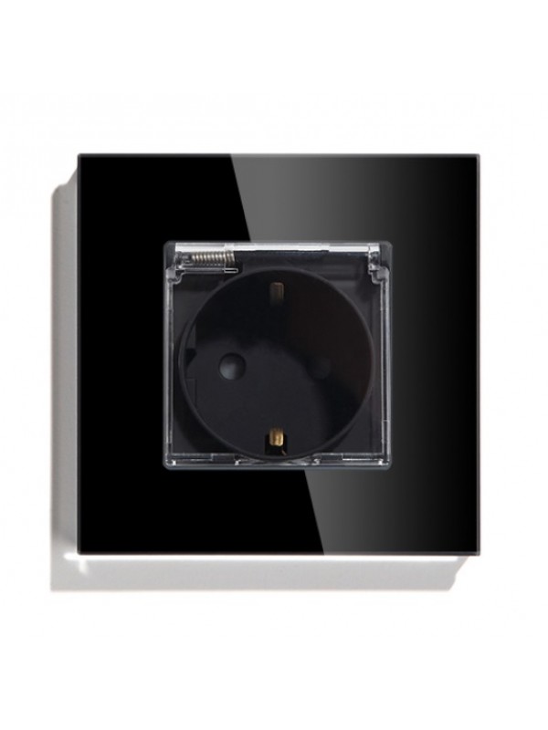 Priza Modul Simpla cu Capac Negru  