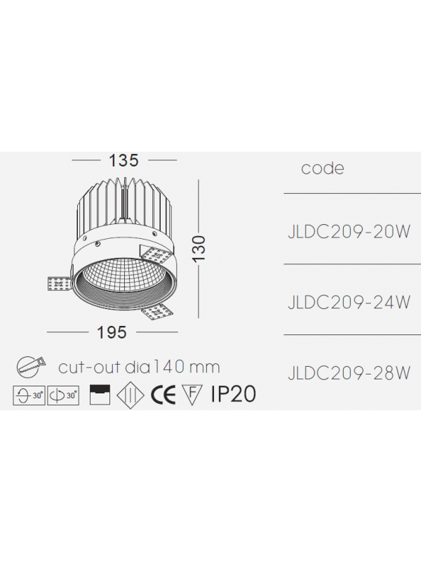 Lampă Spot incastrat JLDC209-20W