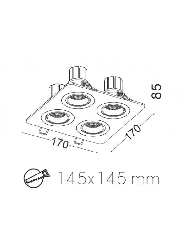 Lampă Spot incastrat cvadruplu JLDC997-WT