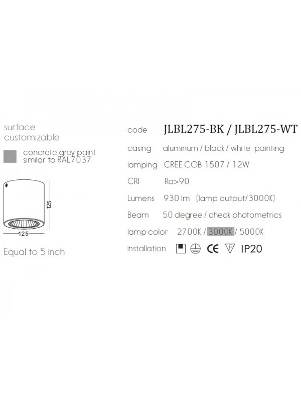 Lampa Spot JLBL275-BK