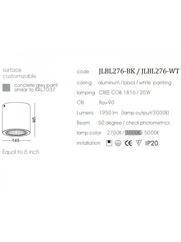Lampa Spot JLBL276-BK