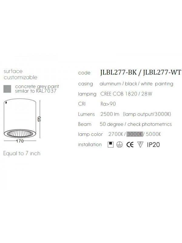 Lampa Spot JLBL277-BK