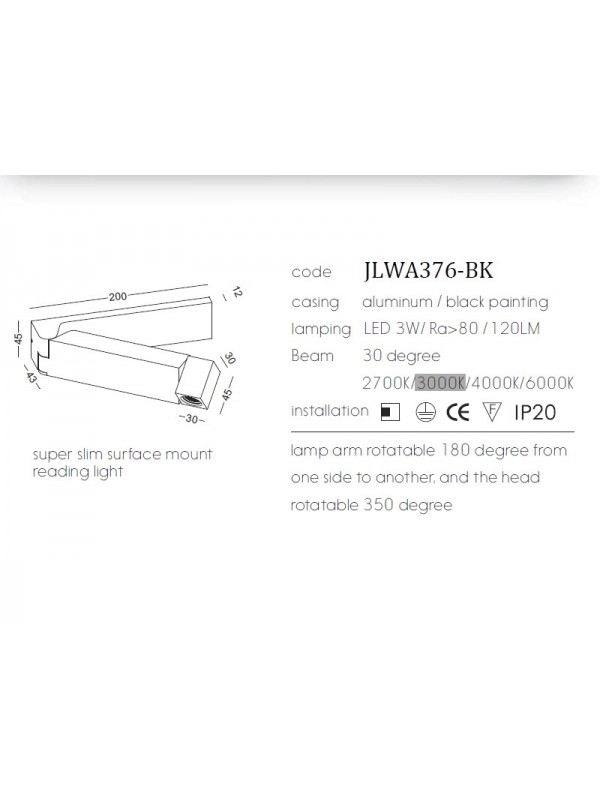 Lampa pentru citit JLWA376-Negru