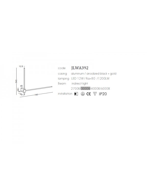 Lampa de perete JLWA392-BK/GD