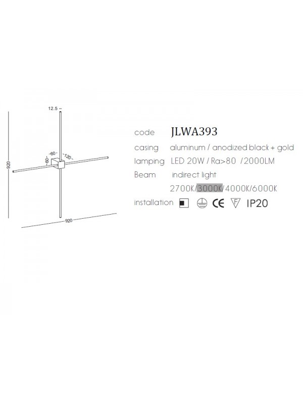 Lampa de perete JLWA393-BK/GD