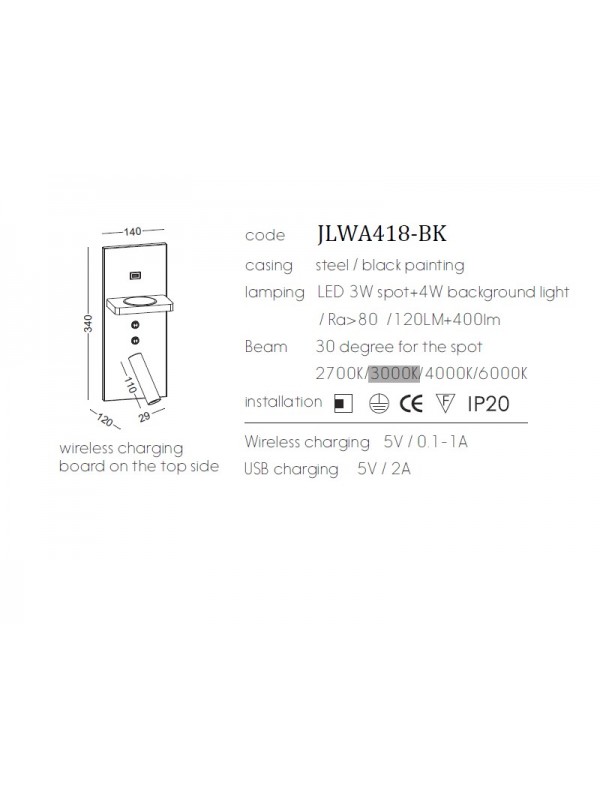 Lampa pentru citit JLWA418-Alb
