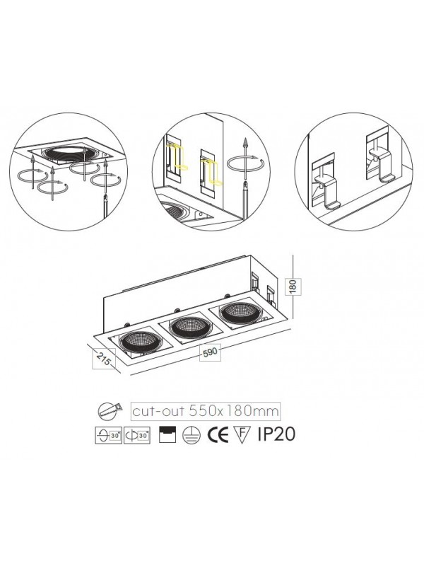 Lampă Spot Grile Triplu JLDC213-28W