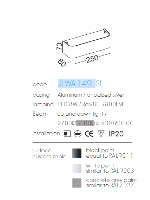 Lampa Led de perete BAIE JLWA149-SL