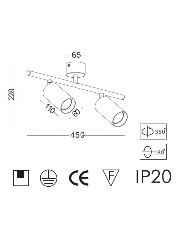 Lampă Spot  Dublu JLDS002 -BK