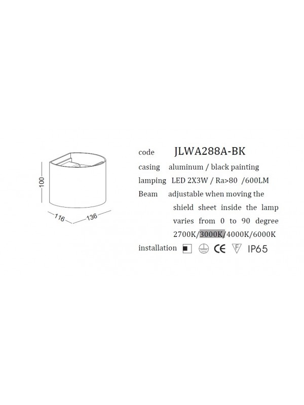 Lampa Led Exterior  JLWA288A-WT