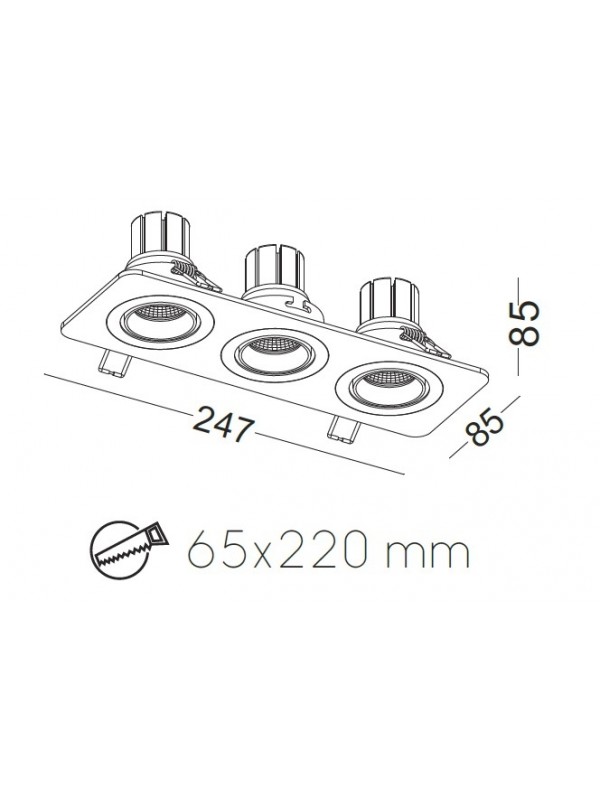 Lampă Spot incastrat triplu  JLDC996-WT